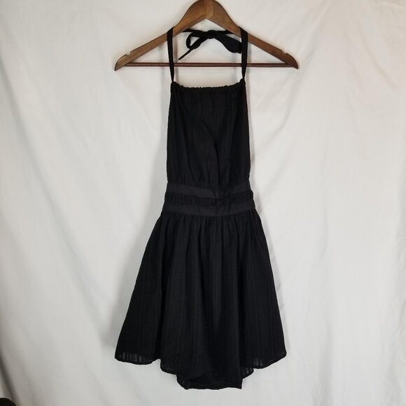 NWT Wild Fable XS Black Halter Apron Mini Dress Open Back Y2K Goth Spooky Season - Picture 1 of 12